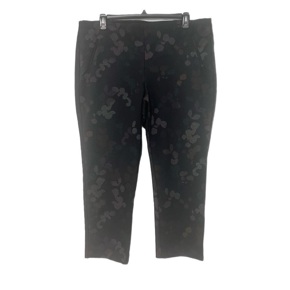 Chico's So Slimming Juliet Ponte Knit Ankle Pants 4 Size 20R Black Floral